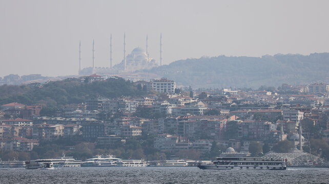 Panoramic view of Istanbul city showcasing its iconic skyline, historic architecture, and vibrant urban landscape in Turkey.