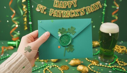 Saint Patrick card with green envelope 