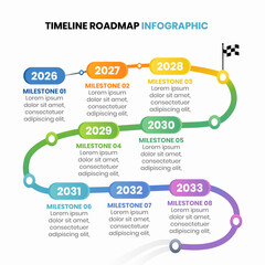 Timeline Roadmap Infographic Template, Business Project Milestone Timeline, Corporate Strategy Planning Roadmap Diagram