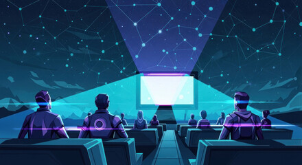 Audience watching projection in digital starry environment  