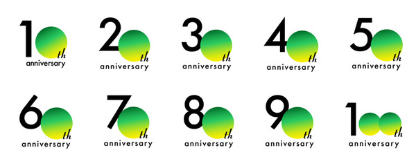 アニバーサリーロゴ_グリーン〜イエロー｜Ver.Sans-serif,安心感,親しみ,クリーン,エコ,サステナブル｜環境,サステナビリティ,再生可能エネルギー,農業,食品,オーガニック,ヘルスケア,ウェルネス,教育Anniversary Logo,clean,eco,sustainable,eco-conscious