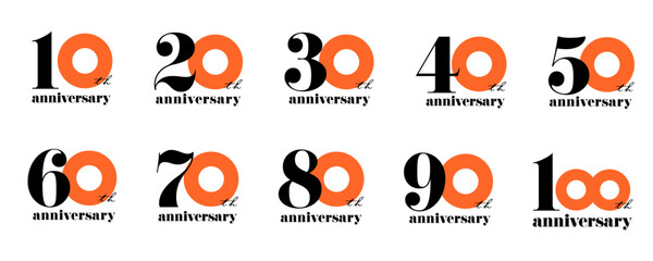 アニバーサリーロゴ_円環オレンジ｜エネルギッシュ,ポジティブ未来,情熱｜エンタメ,スポーツ,フィットネス,飲食,レジャー,サービス,コミュニティ｜Anniversary Logo