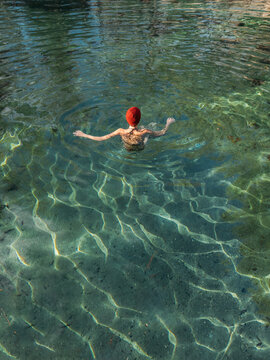 Woman Swimming in Ponce De Leon Springs, Florida