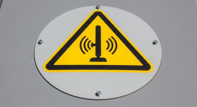 Warning Sign Indicating Non-Ionizing Radiation Source And Potential Hazards Nearby