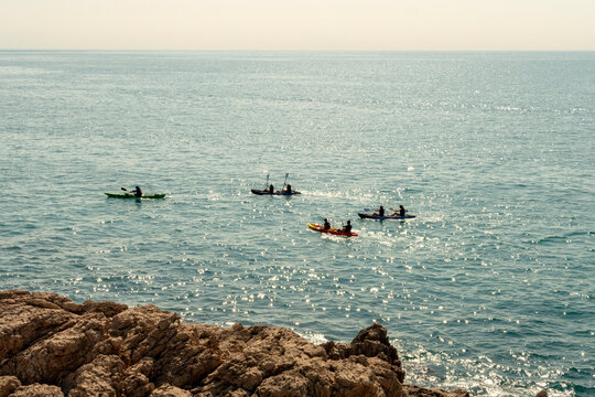 Kayaks on Open Sea