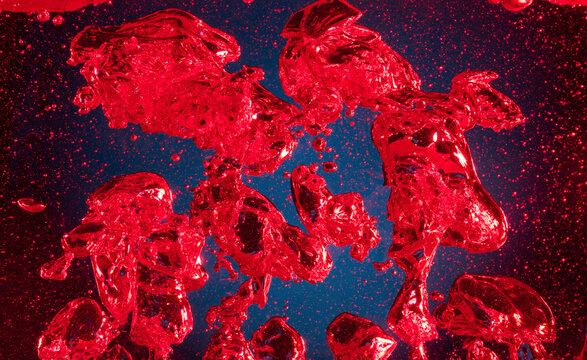 Closeup View of  Abstract Color Red Water Bubbles 