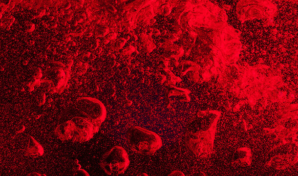 Drama in Water: Abstract Color Red  Bubbles 