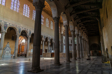 Interior of the Basilica di Santa Sabina, Rome, Italy