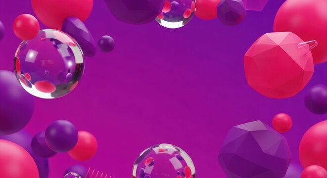 3d colorful balls on purple background