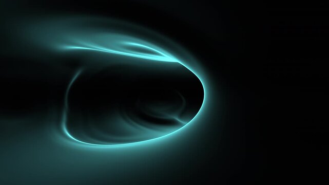 Abstract teal light trails flowing in dark space, futuristic glowing energy background