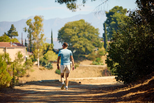 Man walks in nature