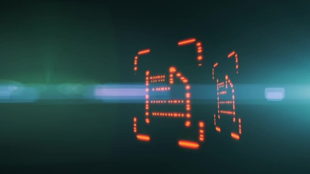 Loop able digital backdrop with rotating large file or data icons. Modern background for technology theme
