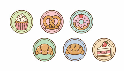 Cute Bakery Food Icon Set Vector Illustration Design