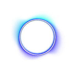 Fototapeta premium PNG neon circle emits radiant blue and cyan glow. Luminous edges enhance modern digital composition. Ideal for posters and social media graphics.