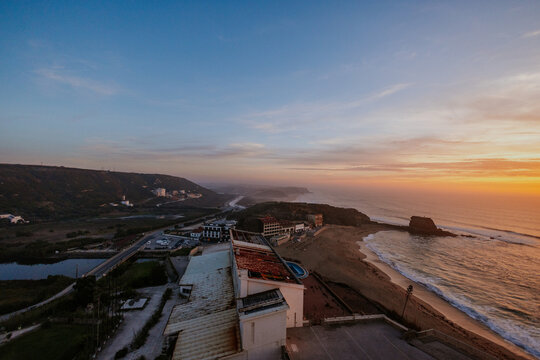 Coastal sunset view from a high vantage point in Vimeiro