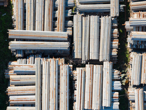 Aerial View of Construction Scaffolding Storage Yard