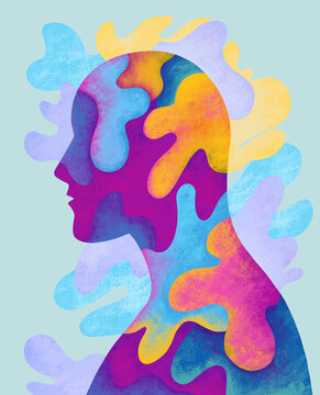 Colorful abstract silhouette with vibrant shapes on background