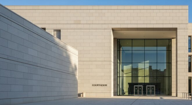 Modern museum entrance with glass facade