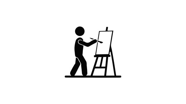 Artist Painting On Canvas Icon