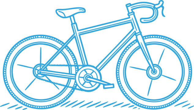 Bright blue bicycle with glowing tube outline bike neon