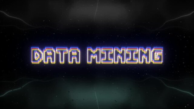 Data Mining Neon text with retro background
