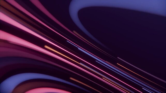 Continuous Neon Light Trails Uniform Flow Toward Camera Seamless Loop