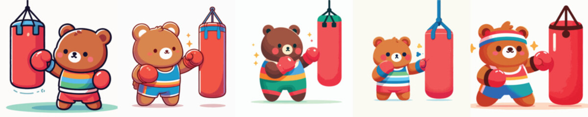 Obraz premium cute bear vector boxing training