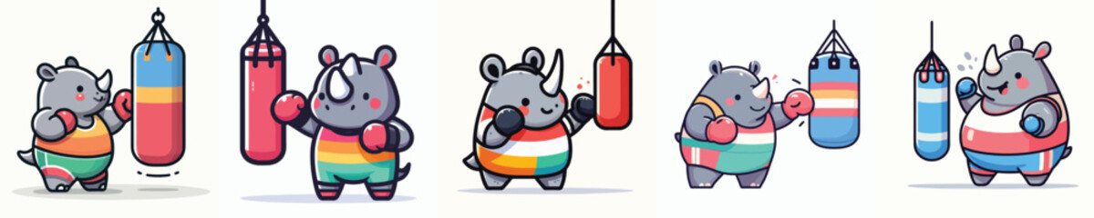 funny rhino vector boxing training © sarah16blakeyxh2