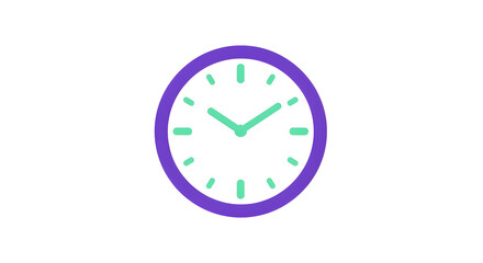 Minimalist Violet and Mint Green Wall Clock Vector Illustration