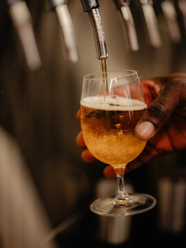 Pouring beer from a tap