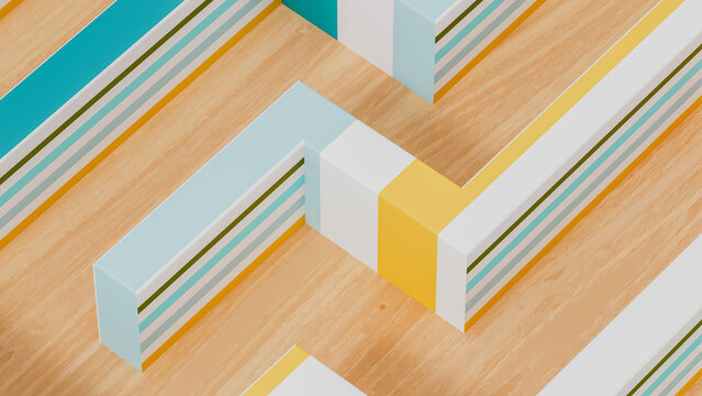 Colorful maze with lines guiding paths and choices in a unique design