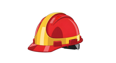 Fototapeta premium Red and Gold Hard Hat Vector Illustration, Safety Helmet Icon