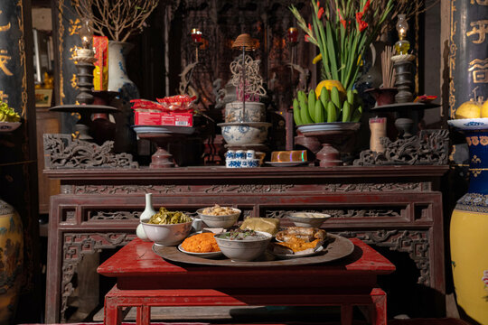 Tet Offering on Family Altar