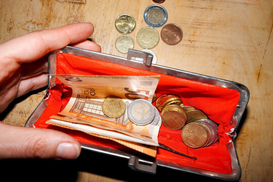 Wallet With Cash and Coins. Money, euro, concept