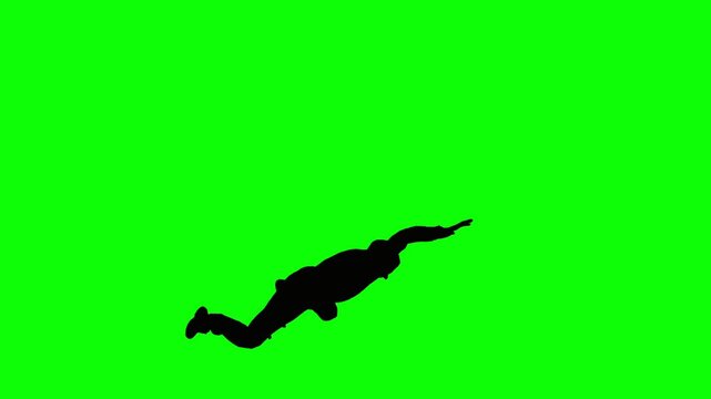 Man falling silhouette green screen