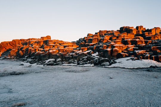 More columnar basalt rock formations at Dettifoss