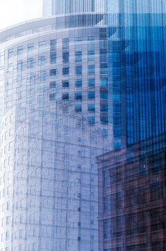 Layered architectural forms creating abstract city background