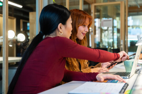 Collaborative teamwork in modern office setting