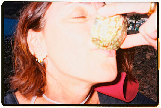 Blurred Woman Tasting Oyster