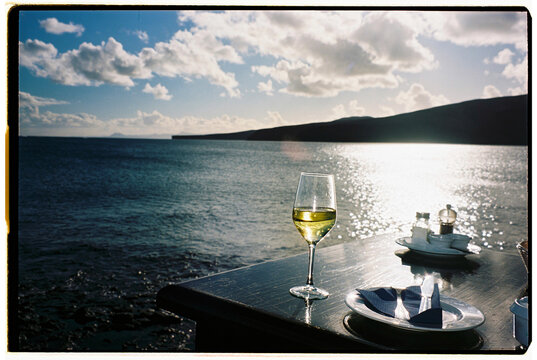 Wine glass ocean sunset