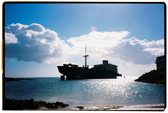 Shipwrecked Vessel Silhouette Seascape