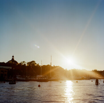Stockholm waterway before sunset