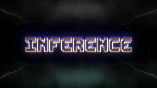 Inference Neon text with retro background