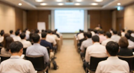 Obraz premium Blurred Corporate Seminar Audience and Presentation Screen