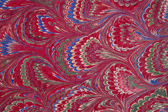 Colorful Marbled Paper Design With Swirling Patterns and Shapes