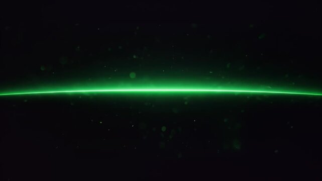 Dark horizon gradually illuminated by horizontal green pulse light with cinematic dramatic reveal in HD.