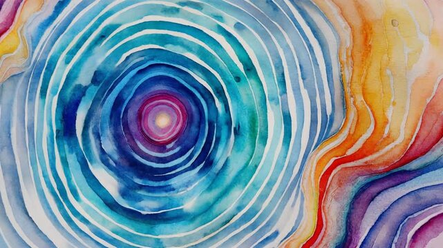 Abstract Watercolor Concentric Circles and Ripples Generative AI