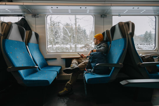 Man traveling with train 