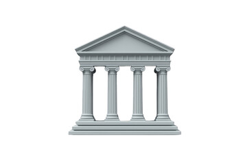 Obraz premium Classical roman greek temple portico with ionic columns, ancient architecture, symbol of history, justice, education, finance and government, transparent background