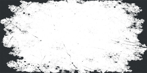 Black and White Scratched Grunge Texture Background Featuring Distressed Cracks, Dirty Stains and Faded Paper Effect, Rough Concrete Wall Surface with Dusty Splatter and Dark Vignette Frame